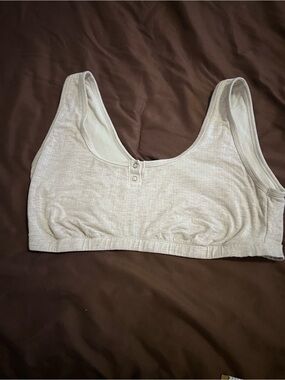 Auden Everyday Ribbed Cotton Bralette in Light cream